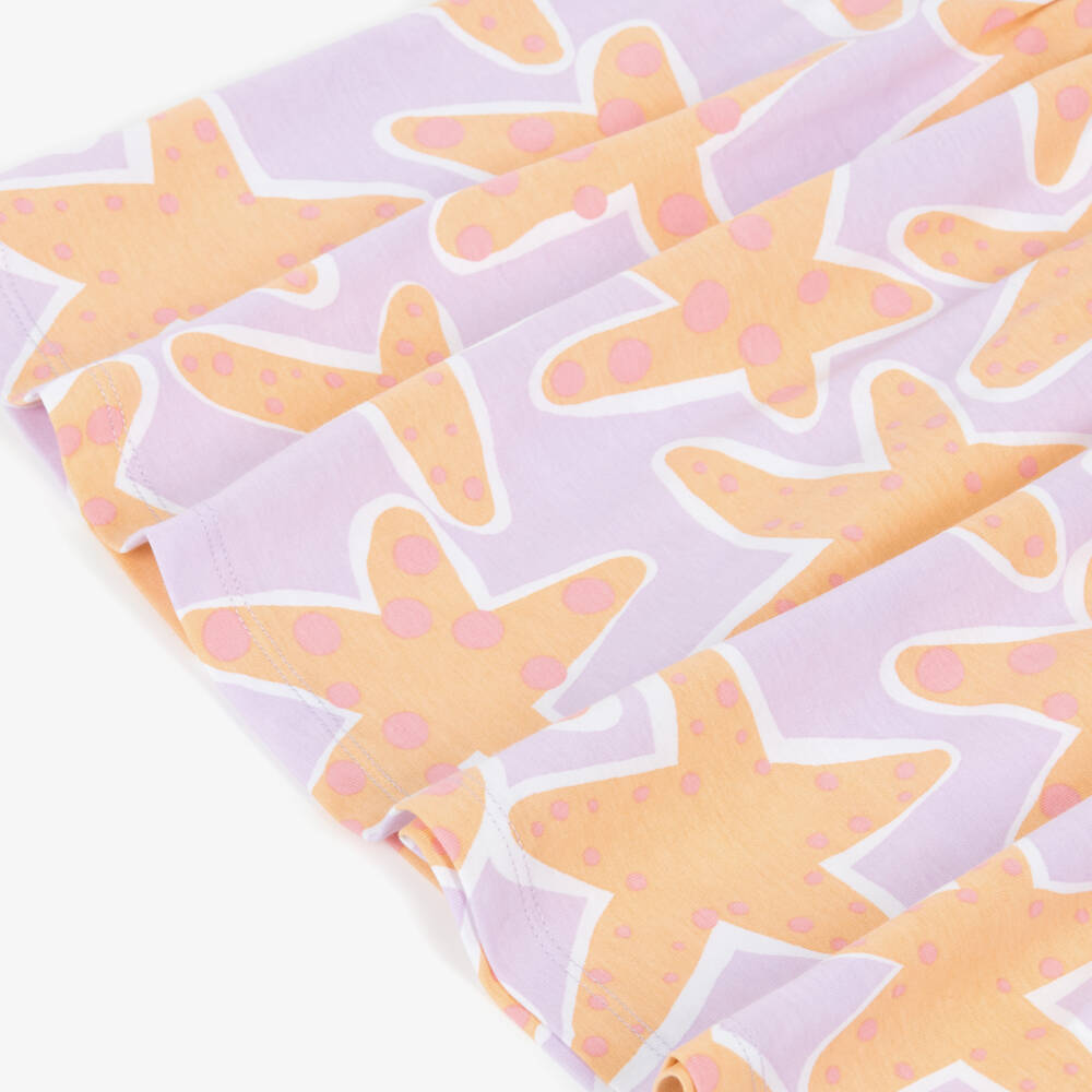 Stella McCartney Kids-Girls Lilac & Orange Starfish Cotton Jersey Dress | Childrensalon