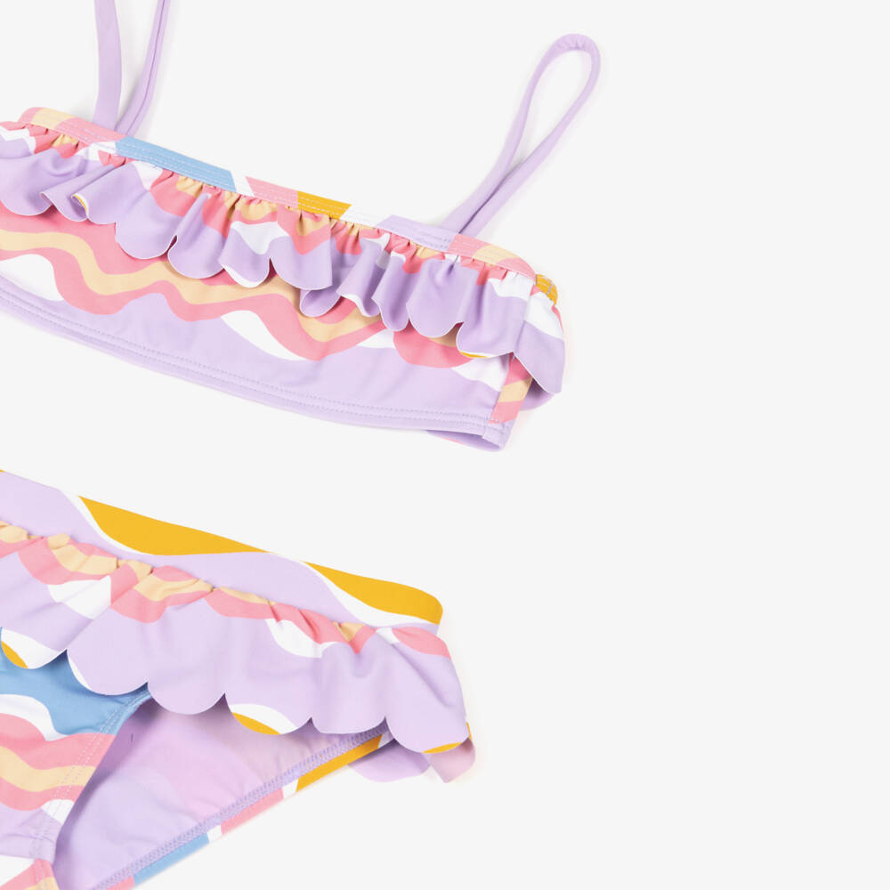 Stella McCartney Kids-بيكيني بكشكش لون بنفسجي ليلاك للبنات (UPF50+) | Childrensalon