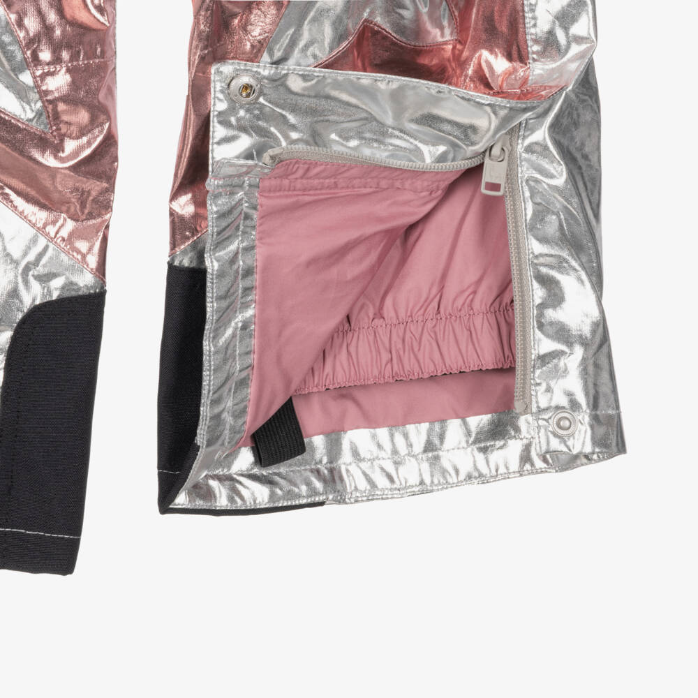 Stella McCartney Kids-Girls Metallic Silver & Pink Star Technical Ski Trousers | Childrensalon