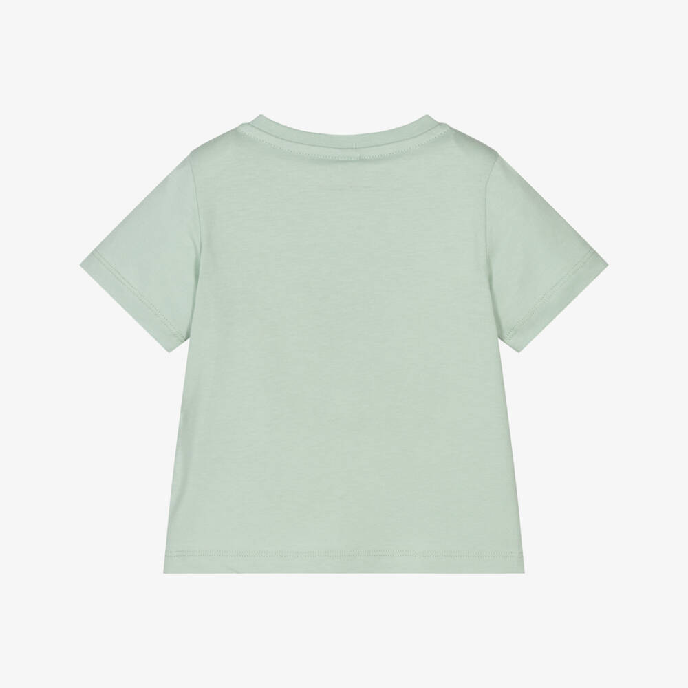 Stella McCartney Kids-Girls Mint Green Love Print Cotton T-Shirt | Childrensalon