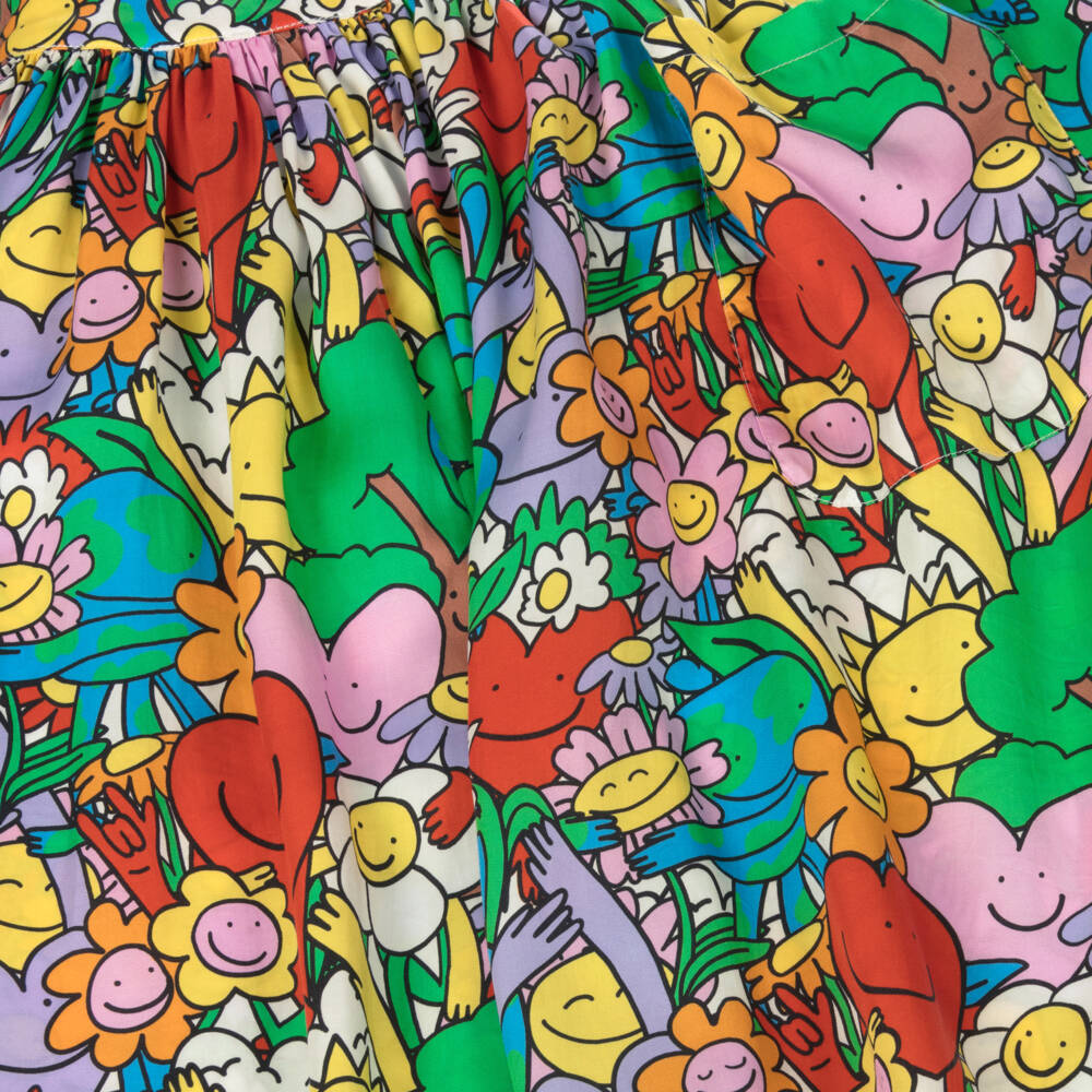 Stella McCartney Kids-تنورة بطبعة كوكب الأرض وزهور بألوان متعددة | Childrensalon