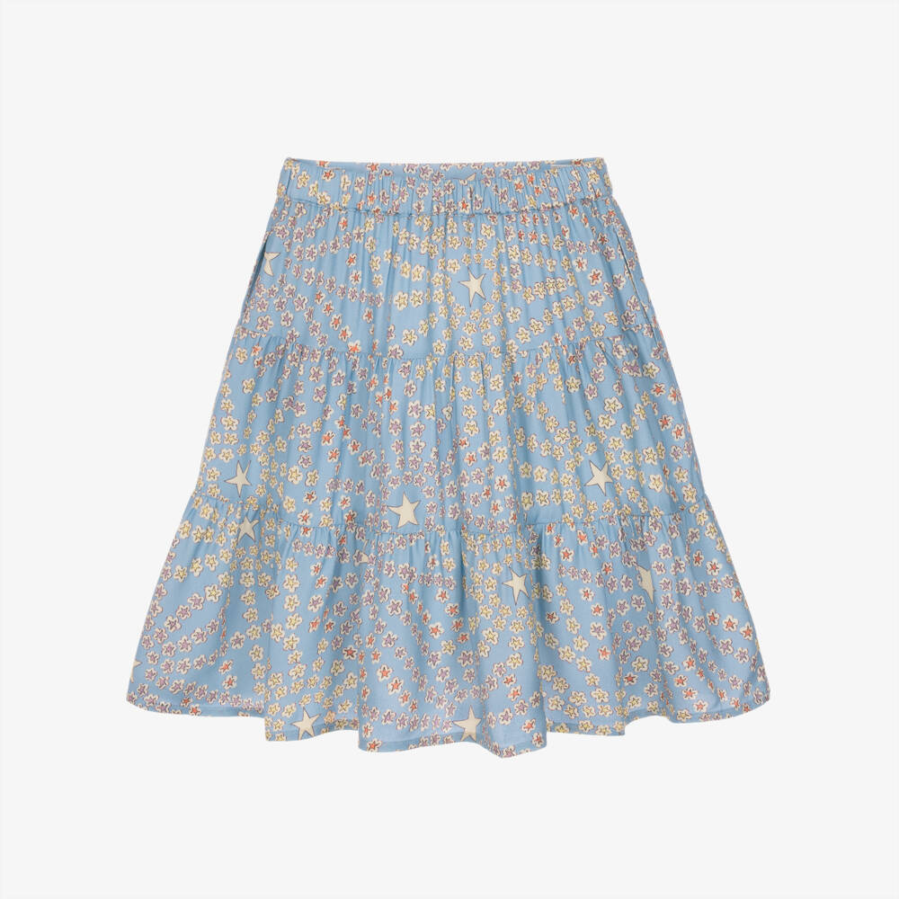 Stella McCartney Kids-Girls Pale Blue Star Print Skirt | Childrensalon