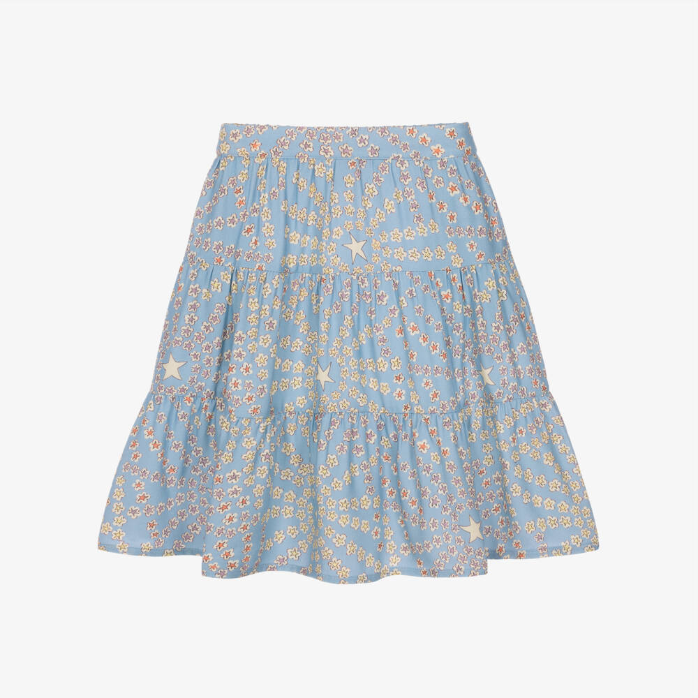 Stella McCartney Kids-Girls Pale Blue Star Print Skirt | Childrensalon