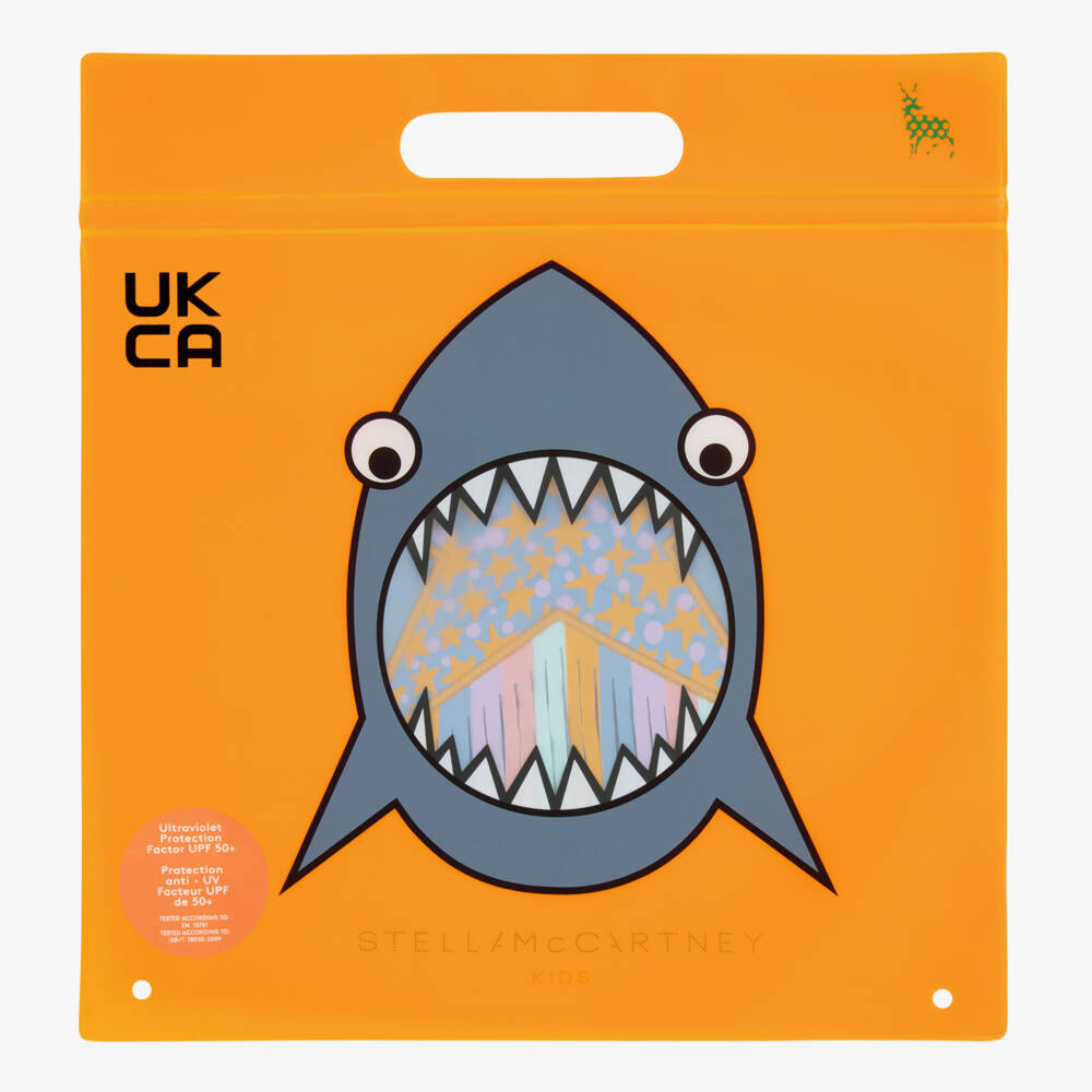 Stella McCartney Kids-Girls Pale Blue Star Swimsuit with Fringing | Childrensalon