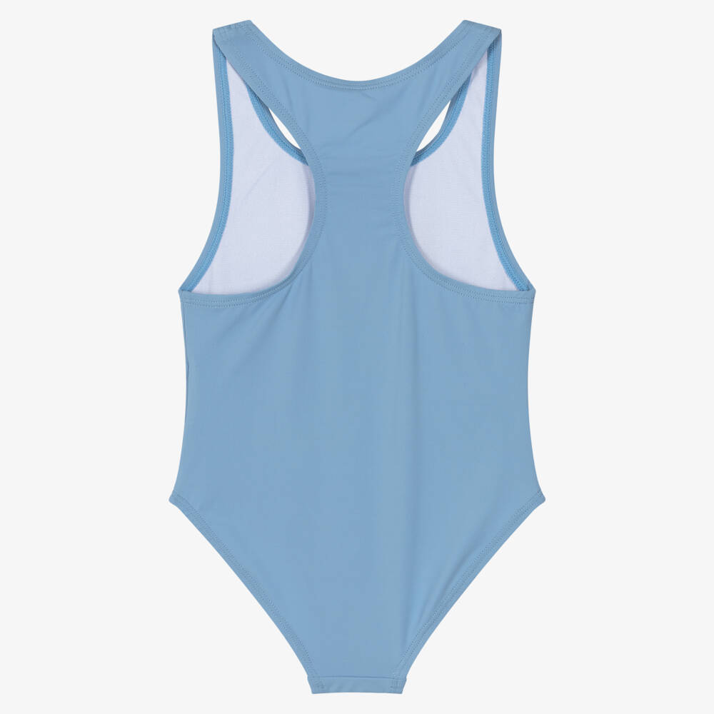 Stella McCartney Kids-Girls Pale Blue Star Swimsuit with Fringing | Childrensalon