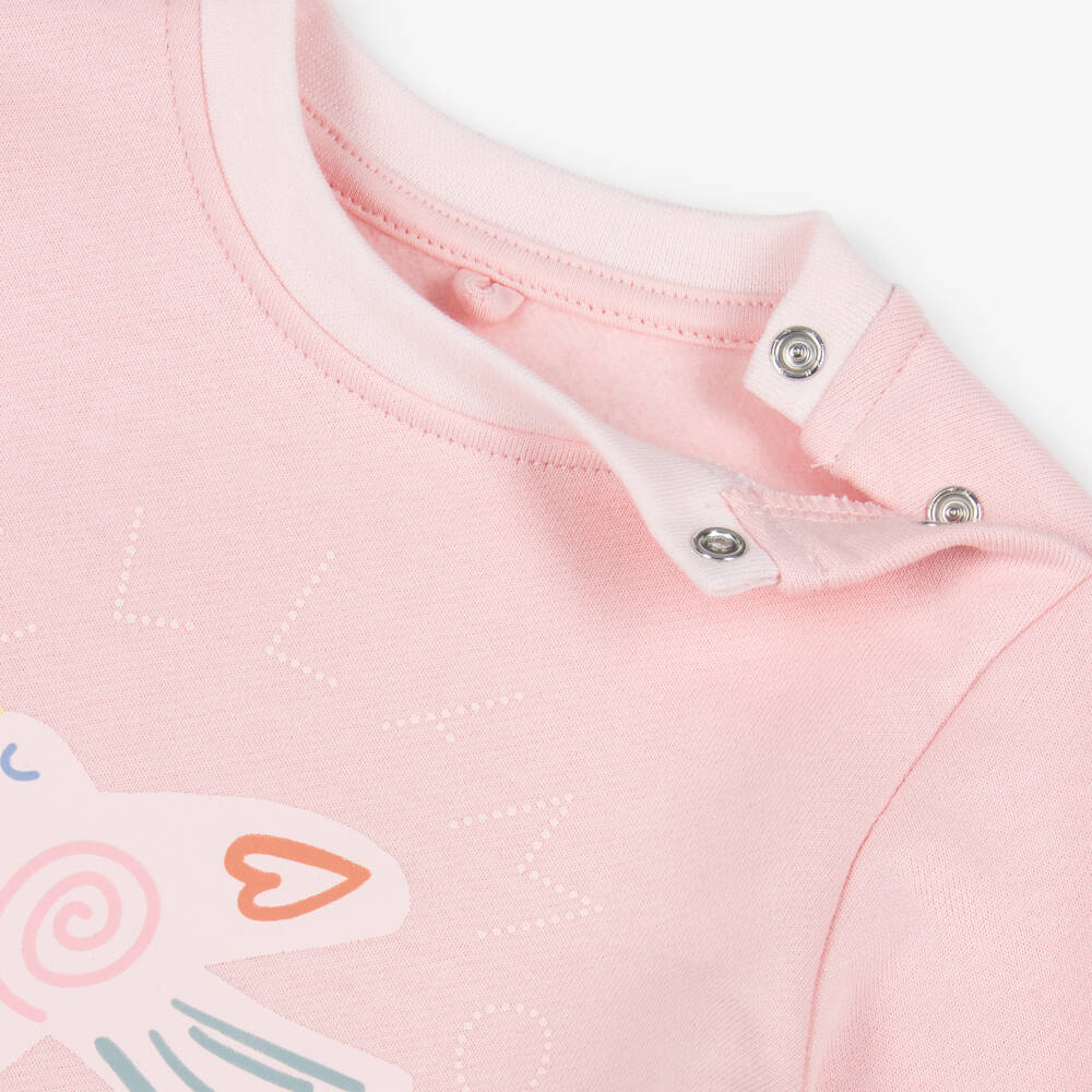 Stella McCartney Kids-سويتشيرت بطبعة طيور قطن لون زهري فاتح للبنات | Childrensalon