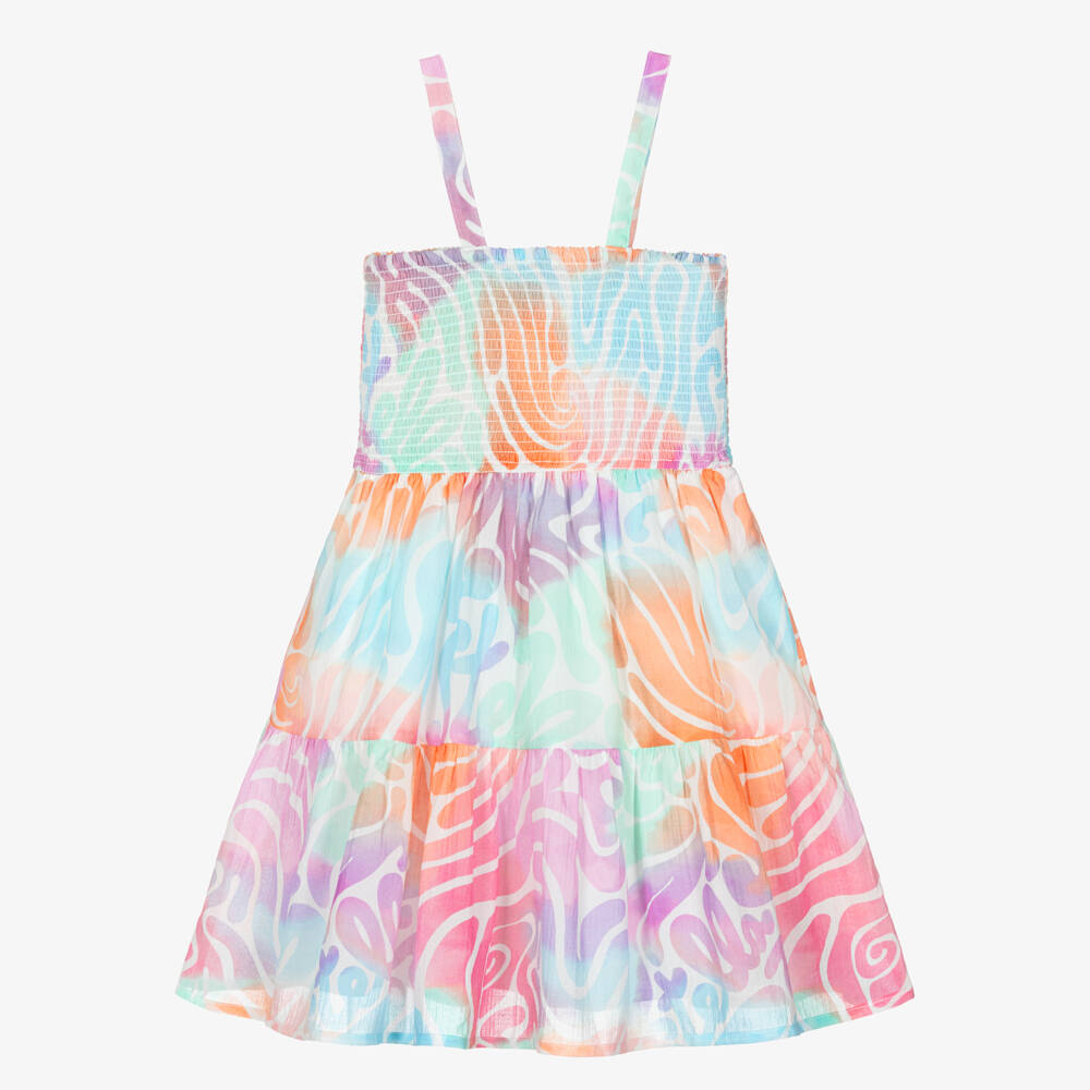 Stella McCartney Kids-Girls Pastel Coral Print Cotton Sun Dress | Childrensalon