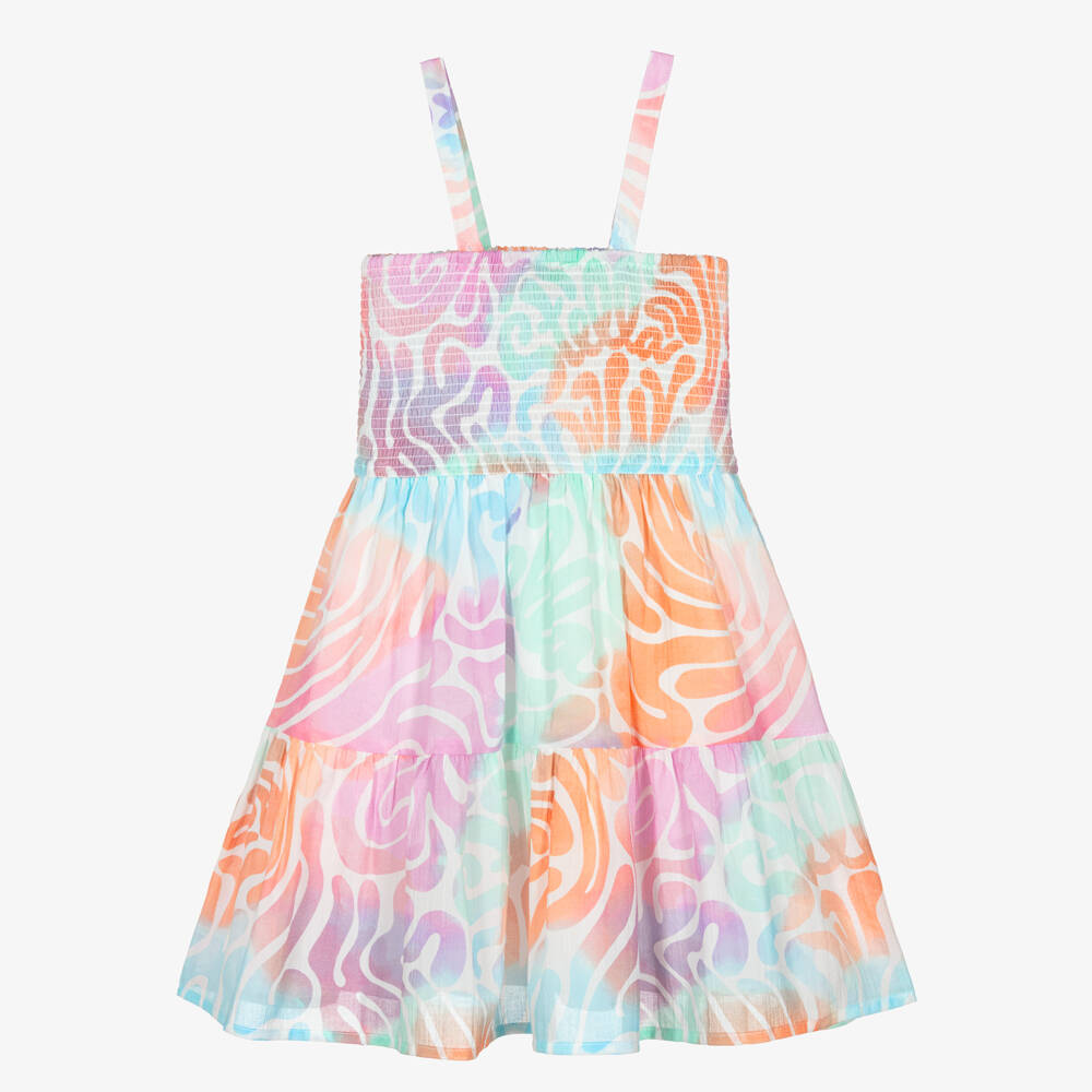 Stella McCartney Kids-Girls Pastel Coral Print Cotton Sun Dress | Childrensalon