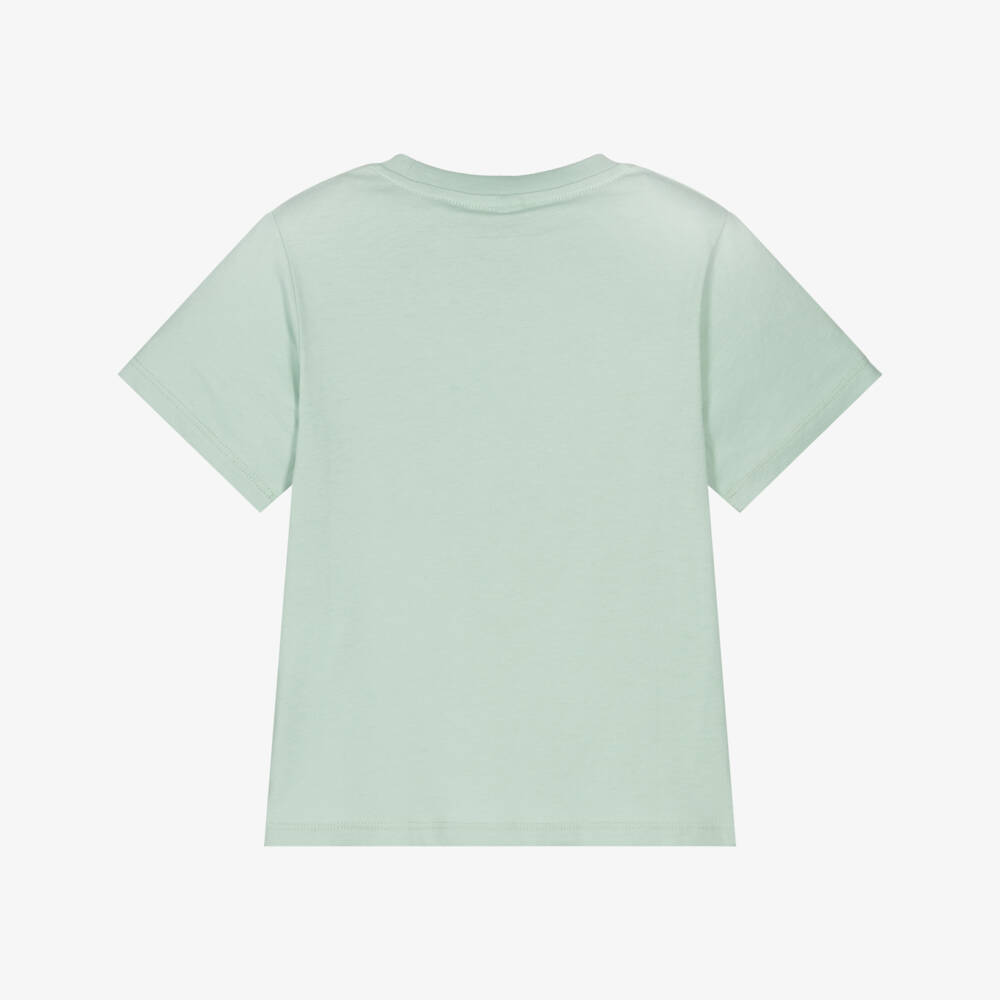 Stella McCartney Kids-Girls Pastel Green Cotton T-Shirt with Circular Flower Logo | Childrensalon
