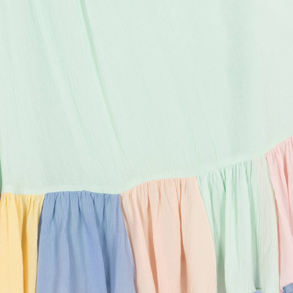 Stella McCartney Kids-Girls Pastel Green Dress with Rainbow Hem | Childrensalon