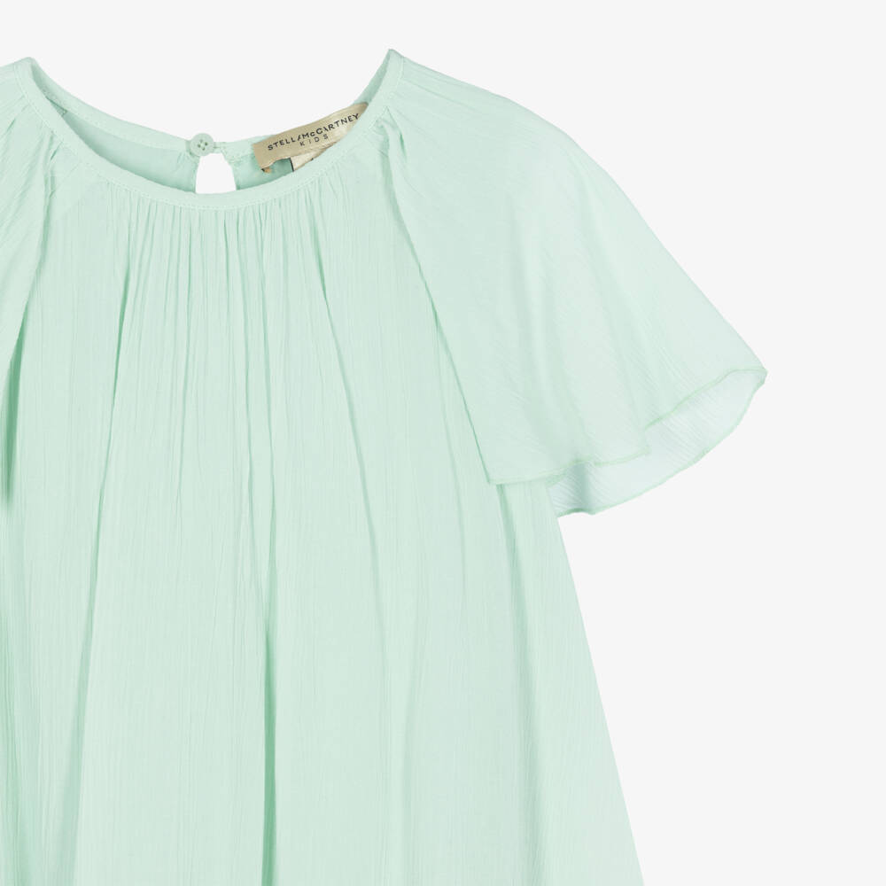 Stella McCartney Kids-Girls Pastel Green Dress with Rainbow Hem | Childrensalon