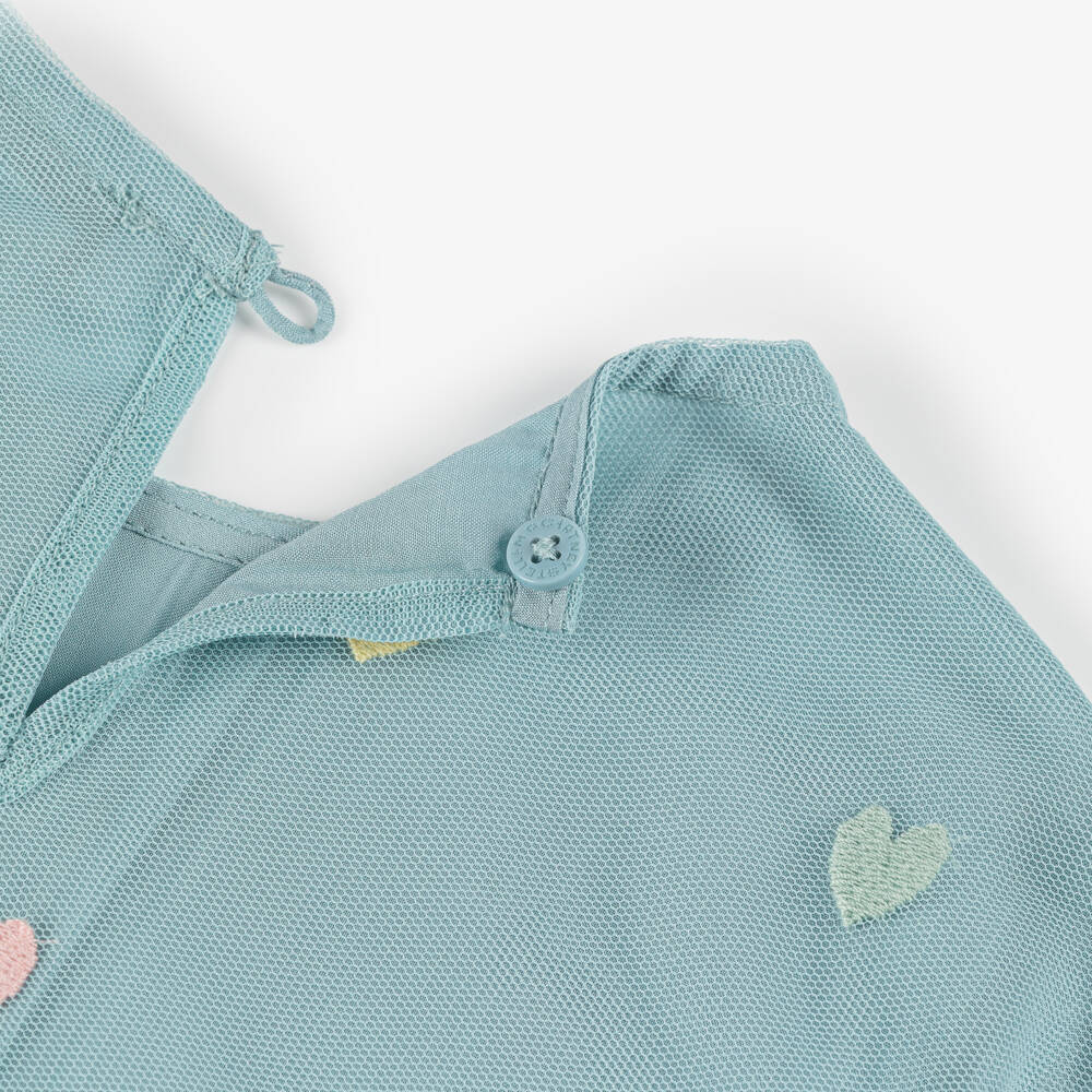 Stella McCartney Kids-Girls Pastel Green Tulle Hearts Dress | Childrensalon