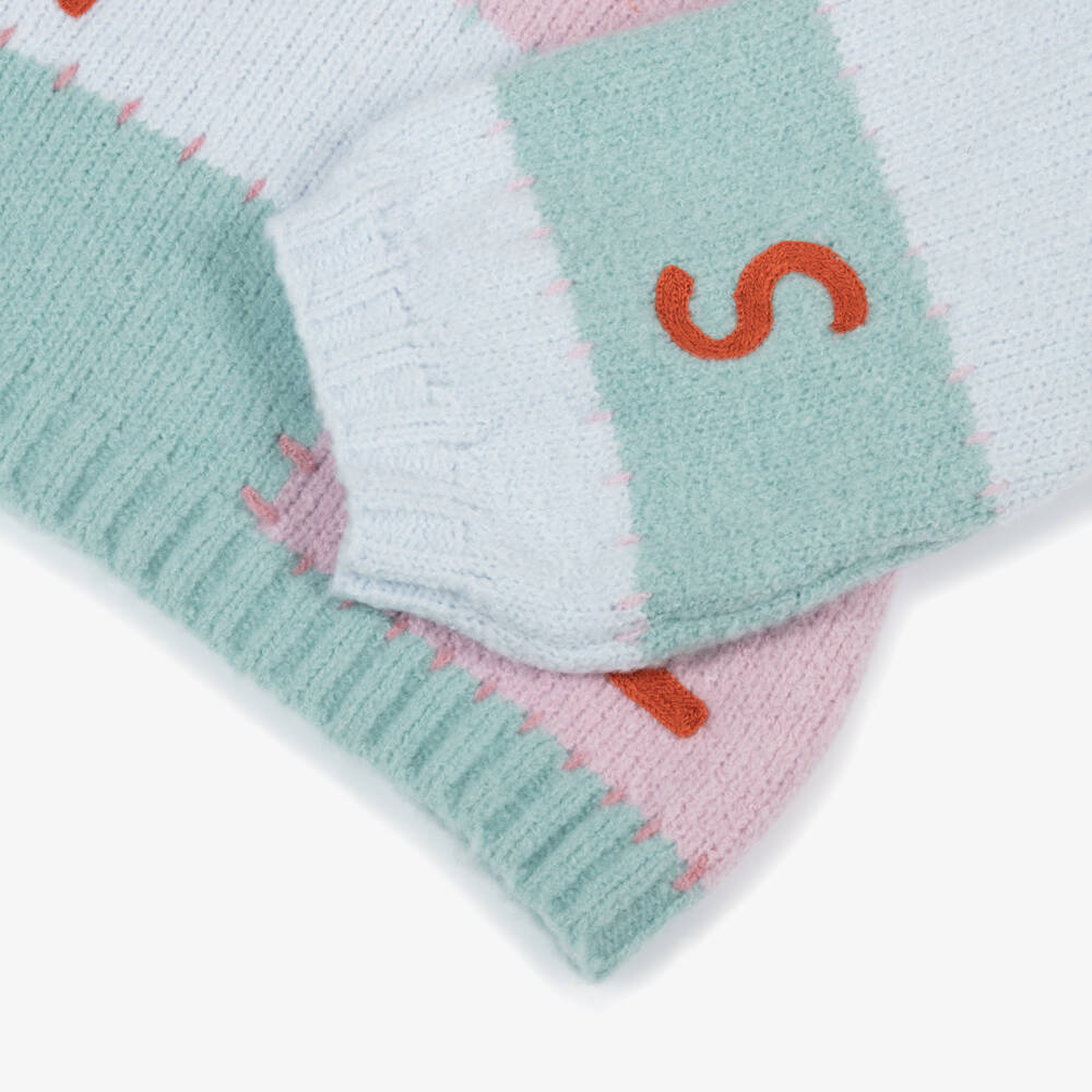 Stella McCartney Kids-Girls Pastel Pink & Green Stella Patchwork Jumper | Childrensalon