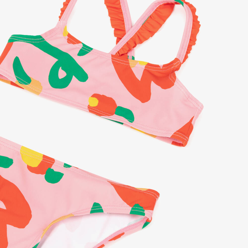 Stella McCartney Kids-بيكيني بطبعة زهور توليب لون زهري للبنات (UPF50+) | Childrensalon