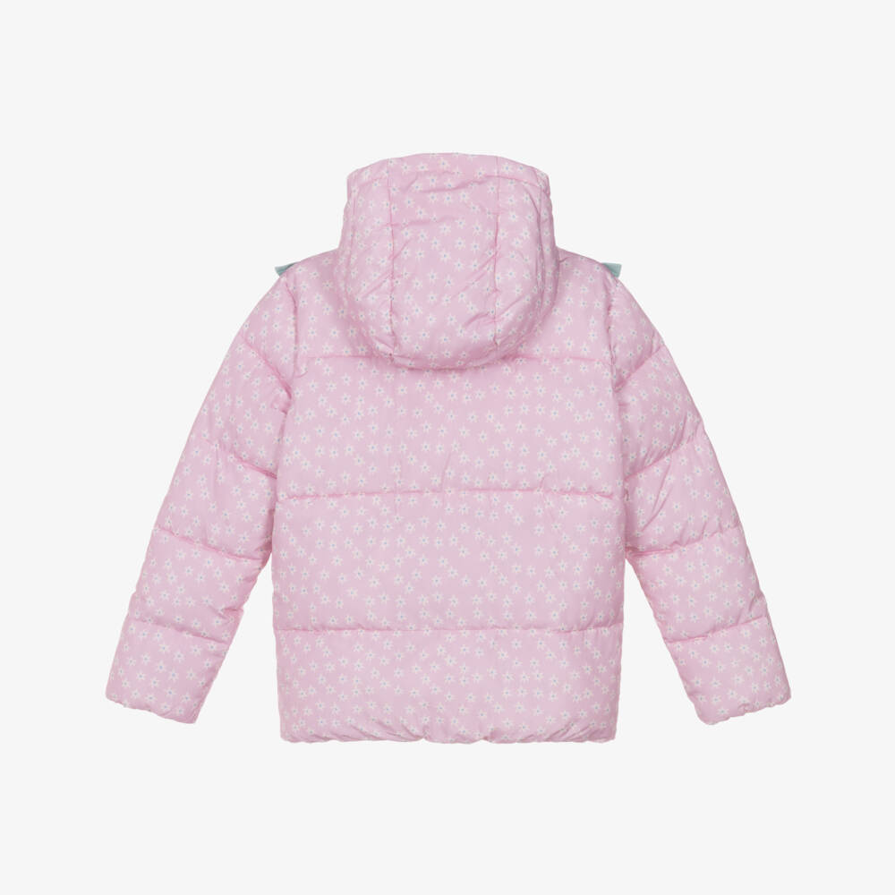 Stella McCartney Kids-Girls Pink Bird Motif Puffer Jacket | Childrensalon