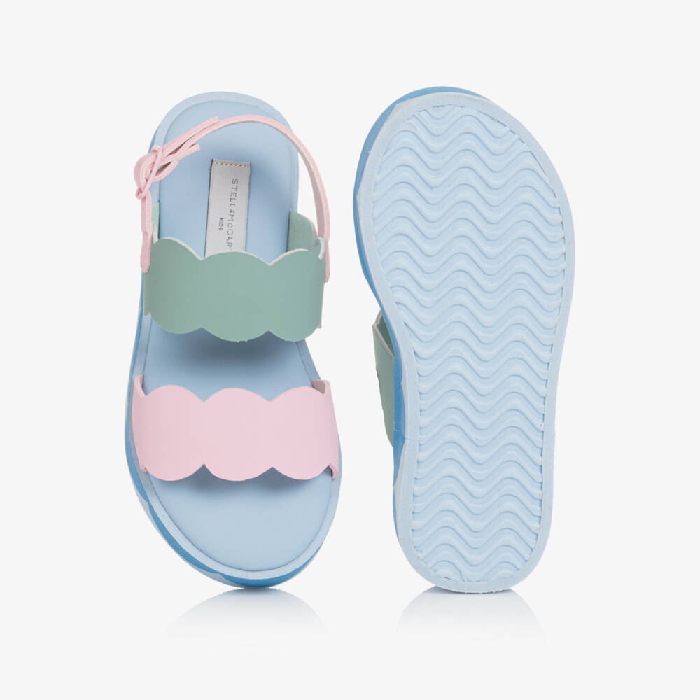 Stella McCartney Kids-Girls Pink & Blue Scallop Sandals | Childrensalon