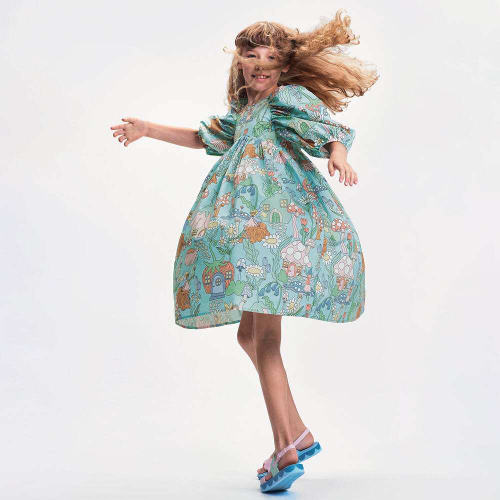 Stella McCartney Kids-Girls Pink & Blue Scallop Sandals | Childrensalon