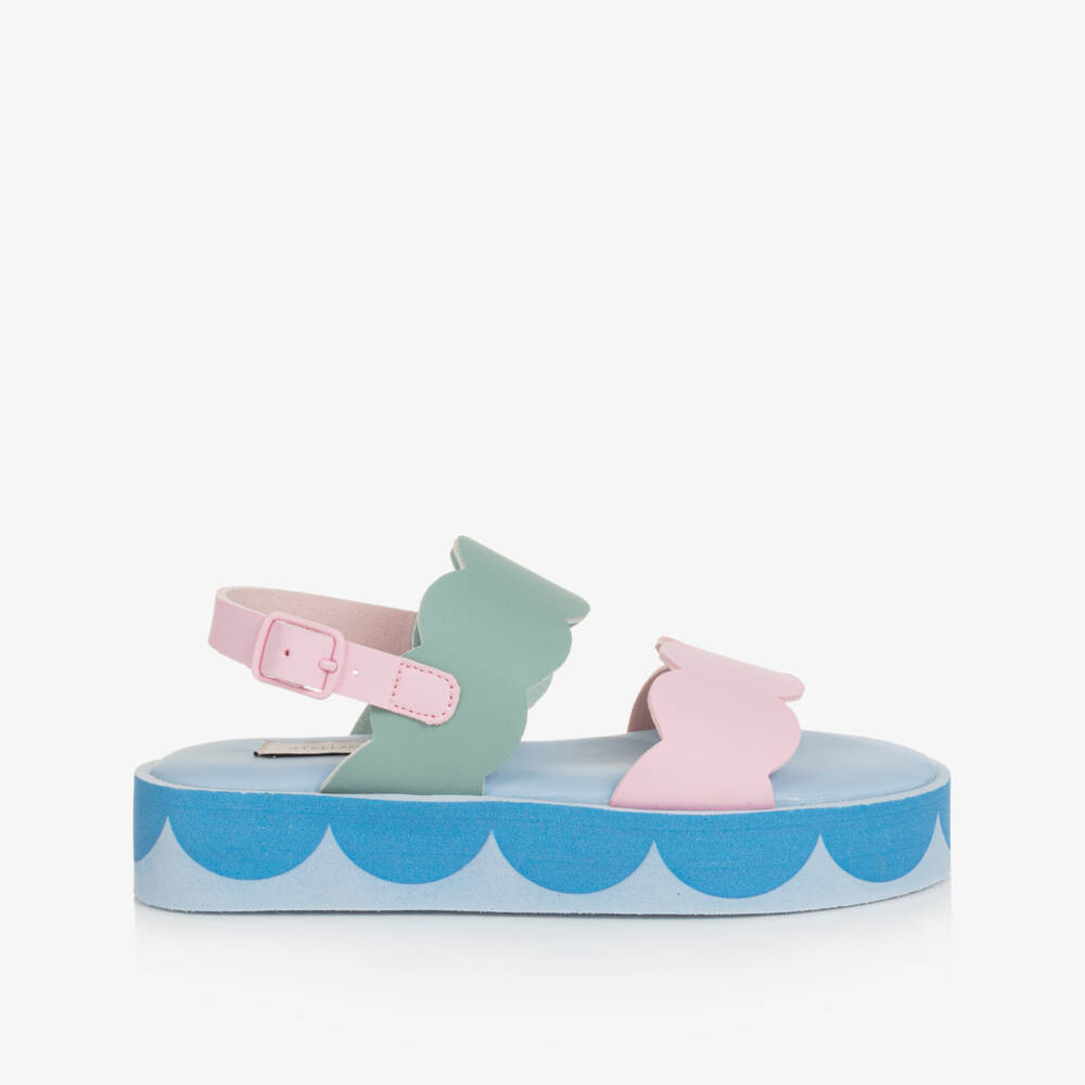 Stella McCartney Kids-Girls Pink & Blue Scallop Sandals | Childrensalon