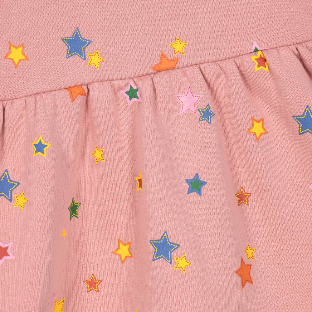 Stella McCartney Kids-Girls Pink Cotton Dress with Colourful Star Prints | Childrensalon
