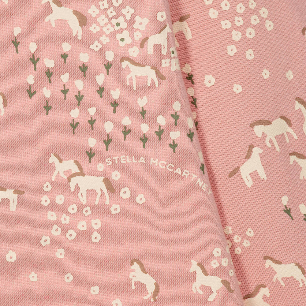 Stella McCartney Kids-Girls Pink Cotton Jersey Horse Print Sweatshirt | Childrensalon