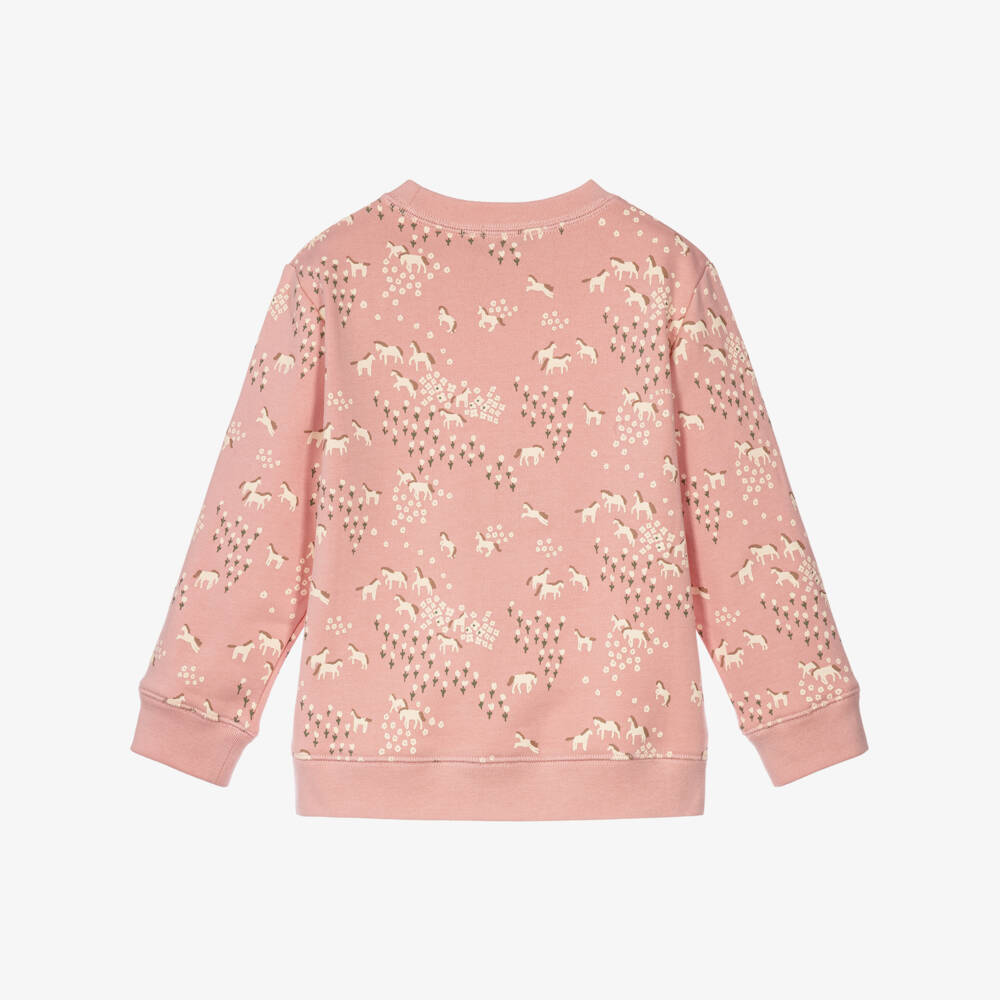 Stella McCartney Kids-Girls Pink Cotton Jersey Horse Print Sweatshirt | Childrensalon