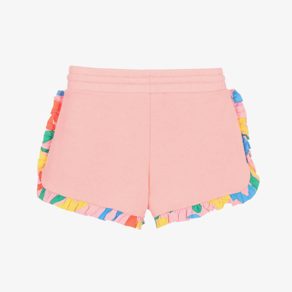 Stella McCartney Kids-Girls Pink Cotton Jersey Shorts with Vibrant Ruffles | Childrensalon