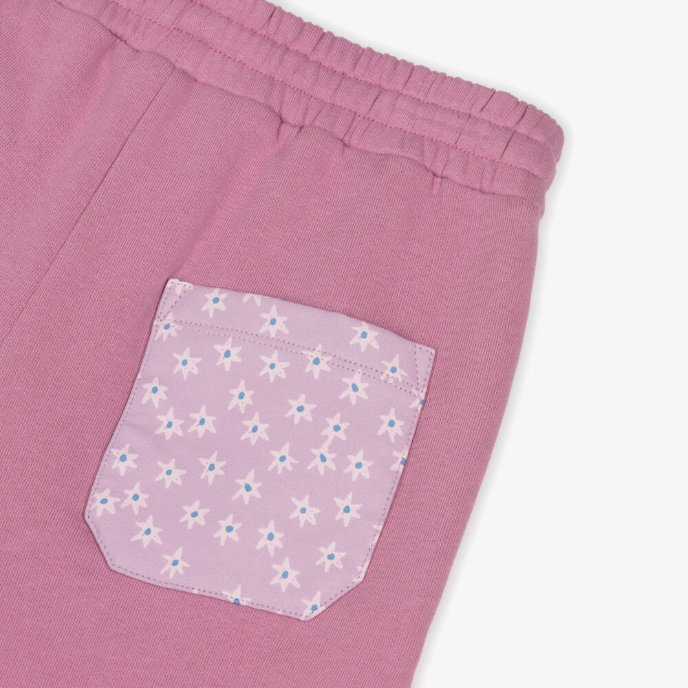 Stella McCartney Kids-Girls Pink Cotton Jersey Star Pocket Joggers | Childrensalon