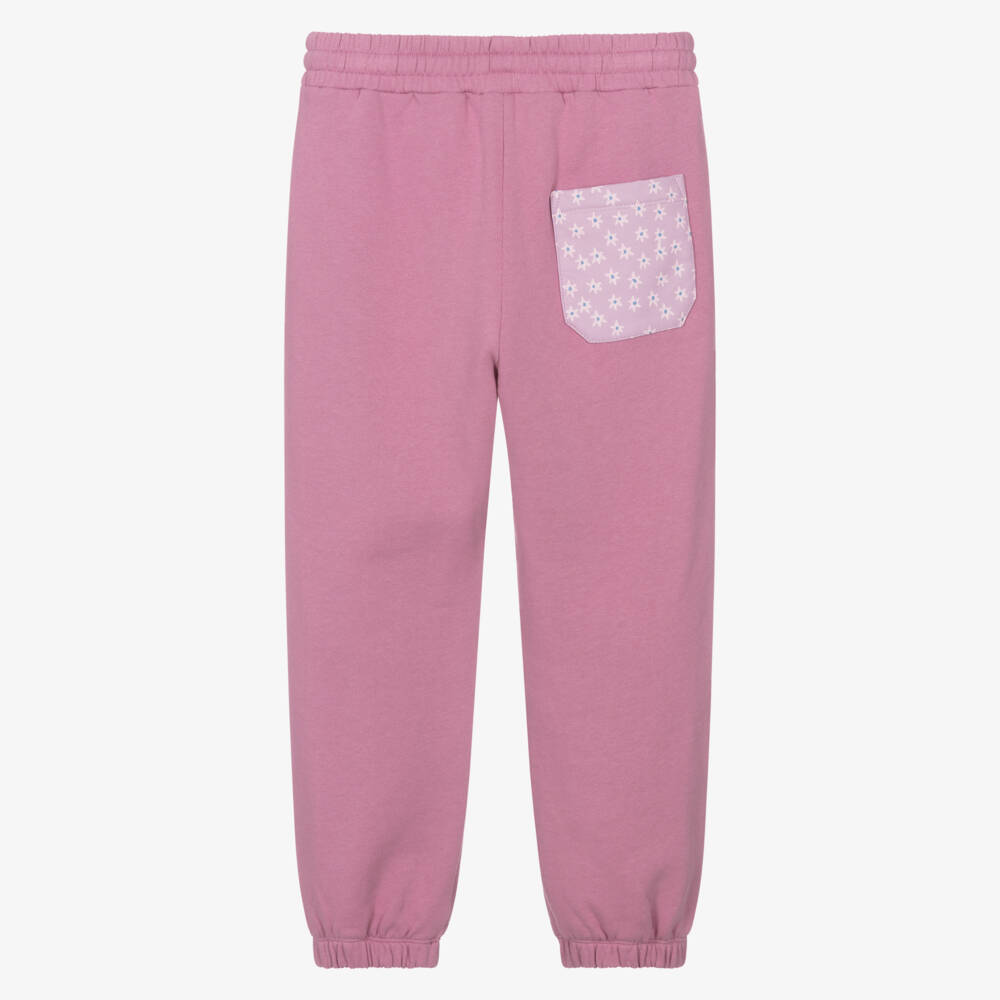 Stella McCartney Kids-Girls Pink Cotton Jersey Star Pocket Joggers | Childrensalon