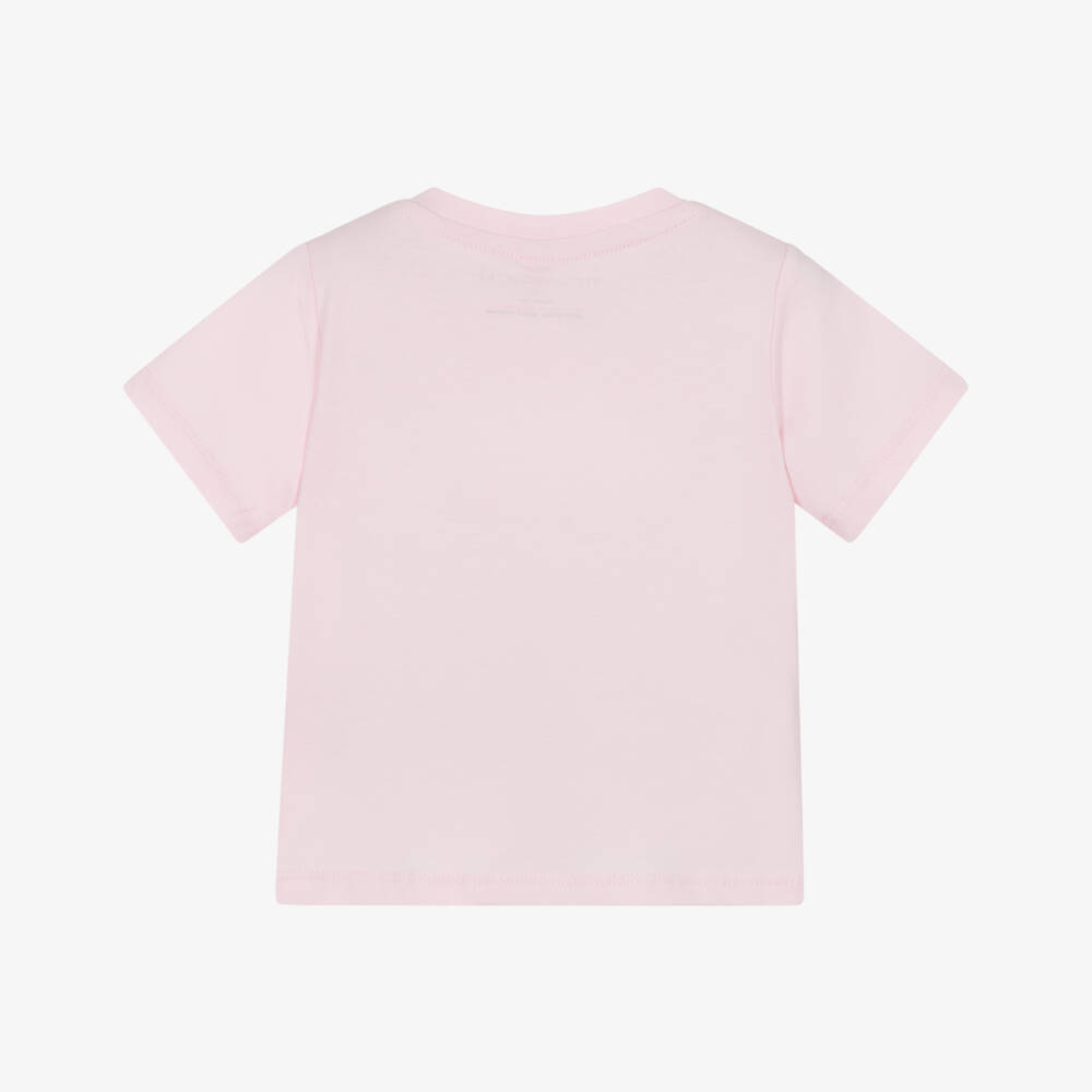Stella McCartney Kids-Girls Pink Cotton Ladbird Logo Print T-Shirt | Childrensalon