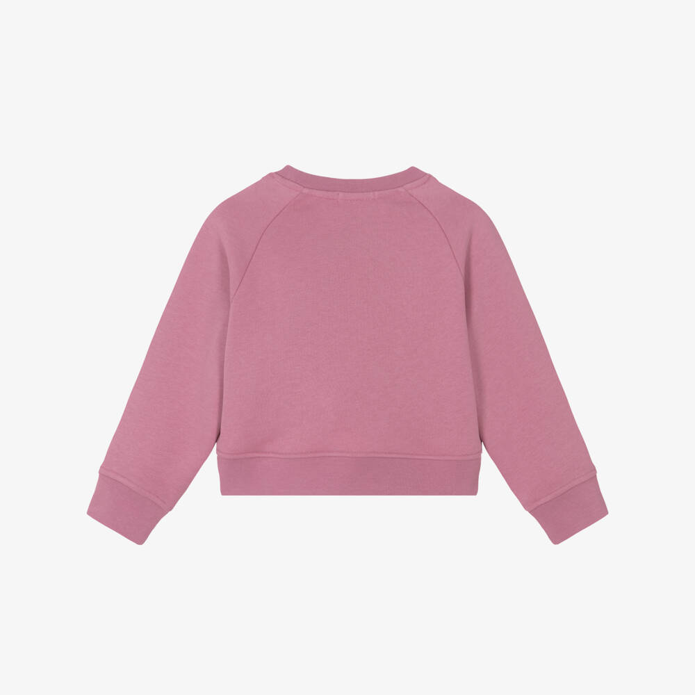 Stella McCartney Kids-Girls Pink Cotton Star Flower Logo Sweatshirt | Childrensalon