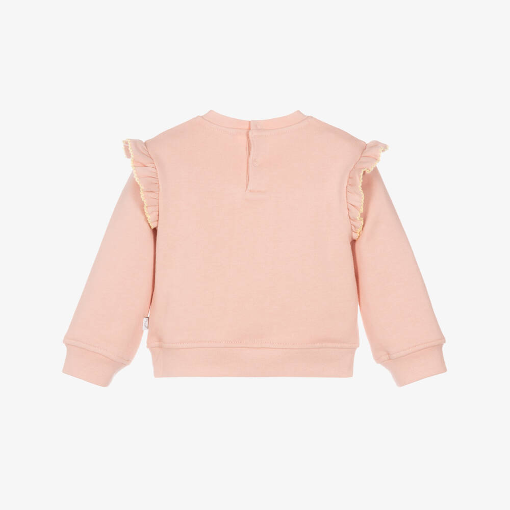 Stella McCartney Kids-Girls Pink Cotton Sweatshirt with Embroidered Horses | Childrensalon