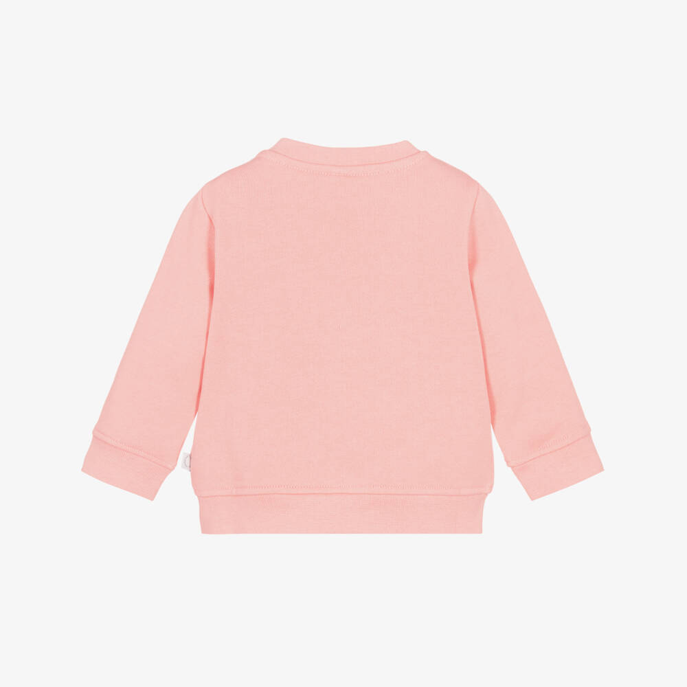 Stella McCartney Kids-Girls Pink Cotton Sweatshirt with Tulip Logo Design | Childrensalon