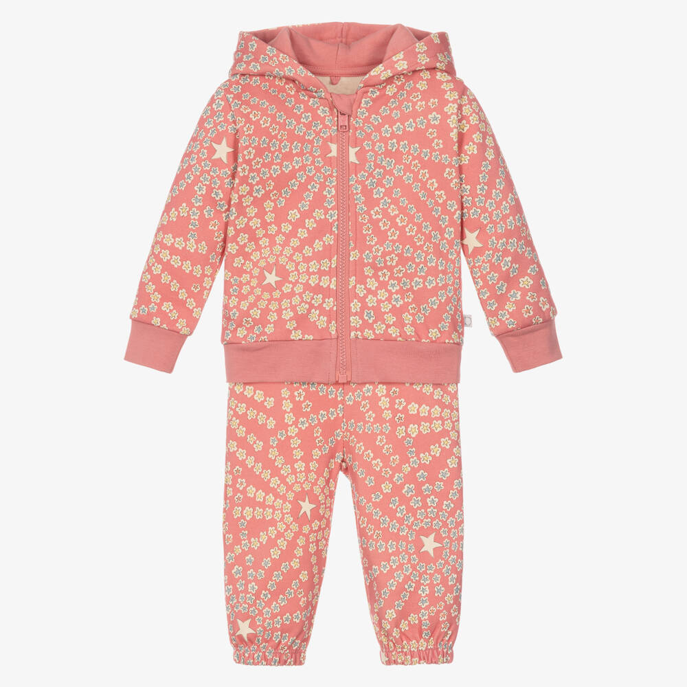 Stella McCartney Kids-Girls Pink Cotton Tracksuit with Star Prints | Childrensalon