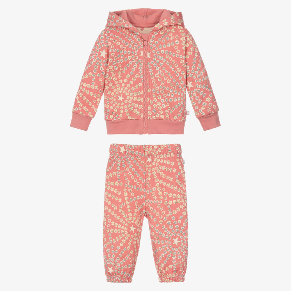 Stella McCartney Kids-Girls Pink Cotton Tracksuit with Star Prints | Childrensalon