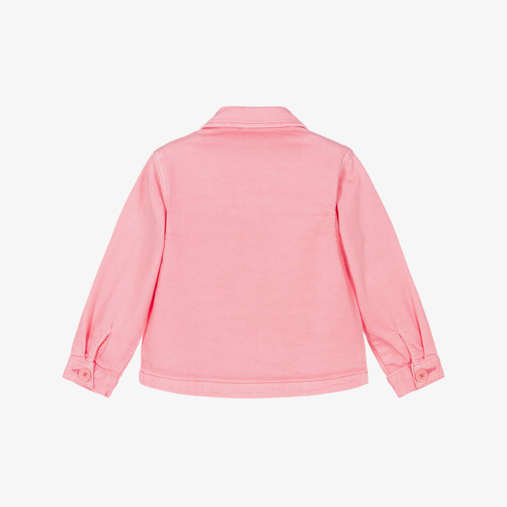 Stella McCartney Kids-Girls Pink Denim Jacket with Embroidered Pocket | Childrensalon
