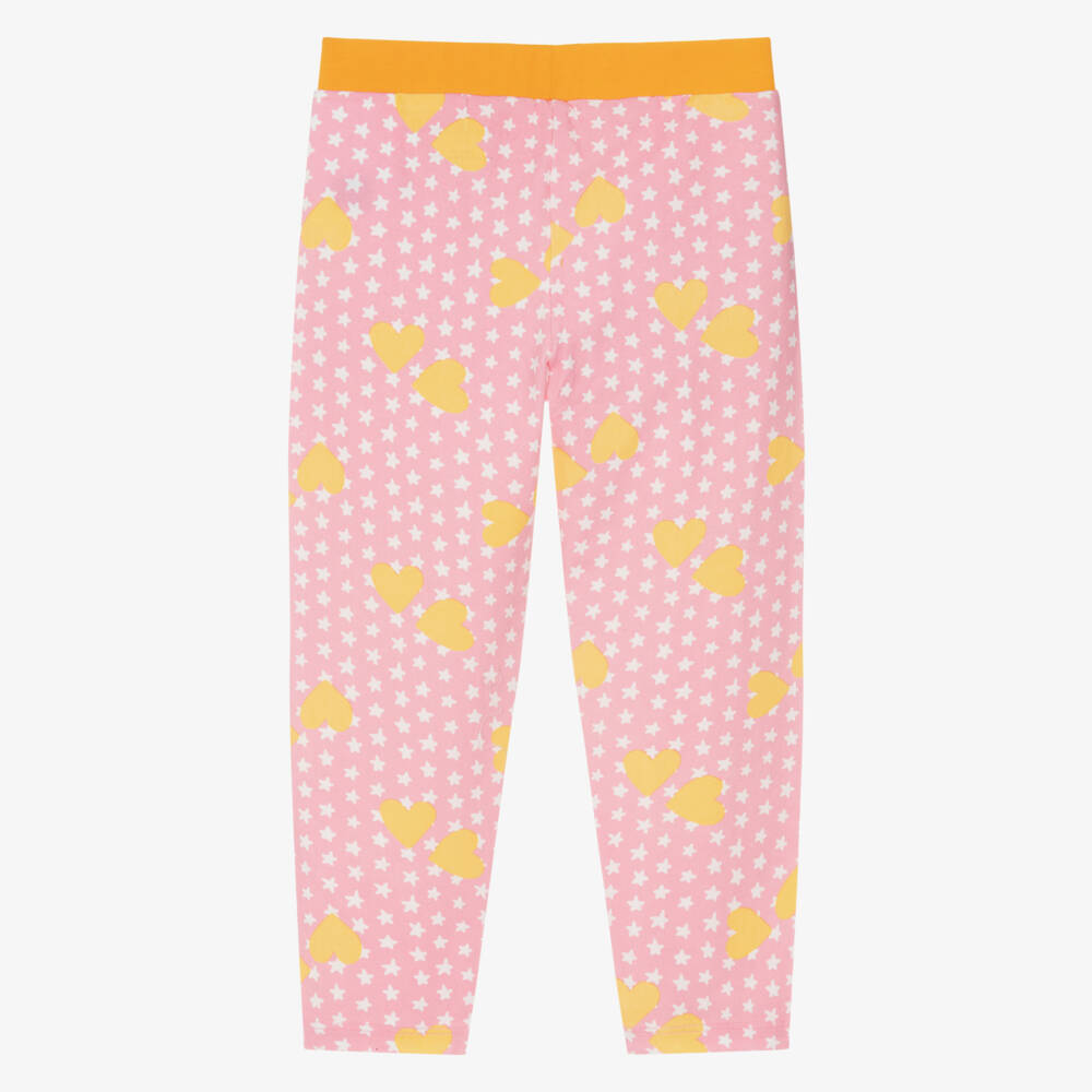 Stella McCartney Kids-ليقنز قطن بطبعة قلوب ونجوم لون زهري للبنات | Childrensalon