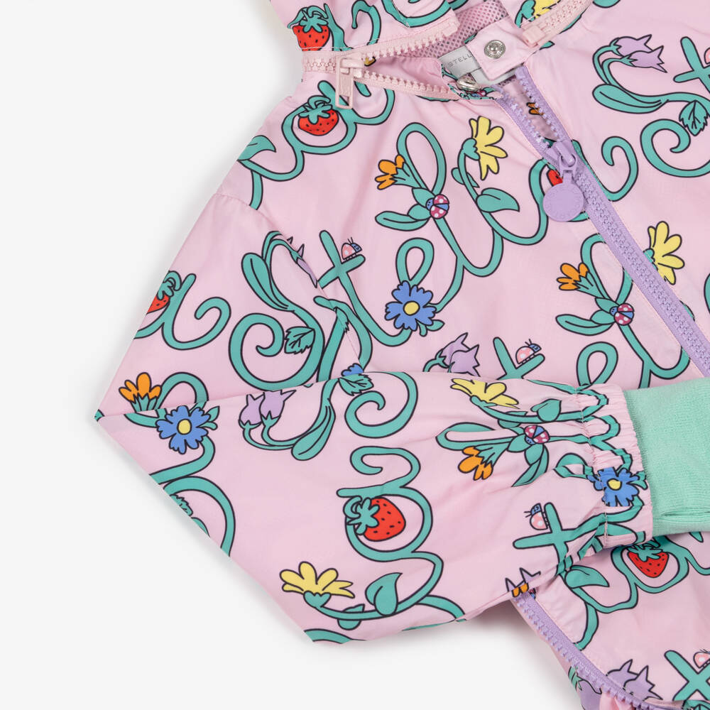 Stella McCartney Kids-جاكيت بغطاء رأس قابل للفصل لون زهري للبنات | Childrensalon