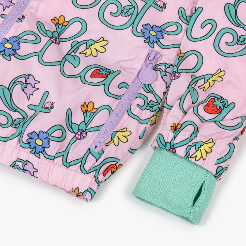 Stella McCartney Kids-جاكيت بغطاء رأس قابل للفصل لون زهري للبنات | Childrensalon