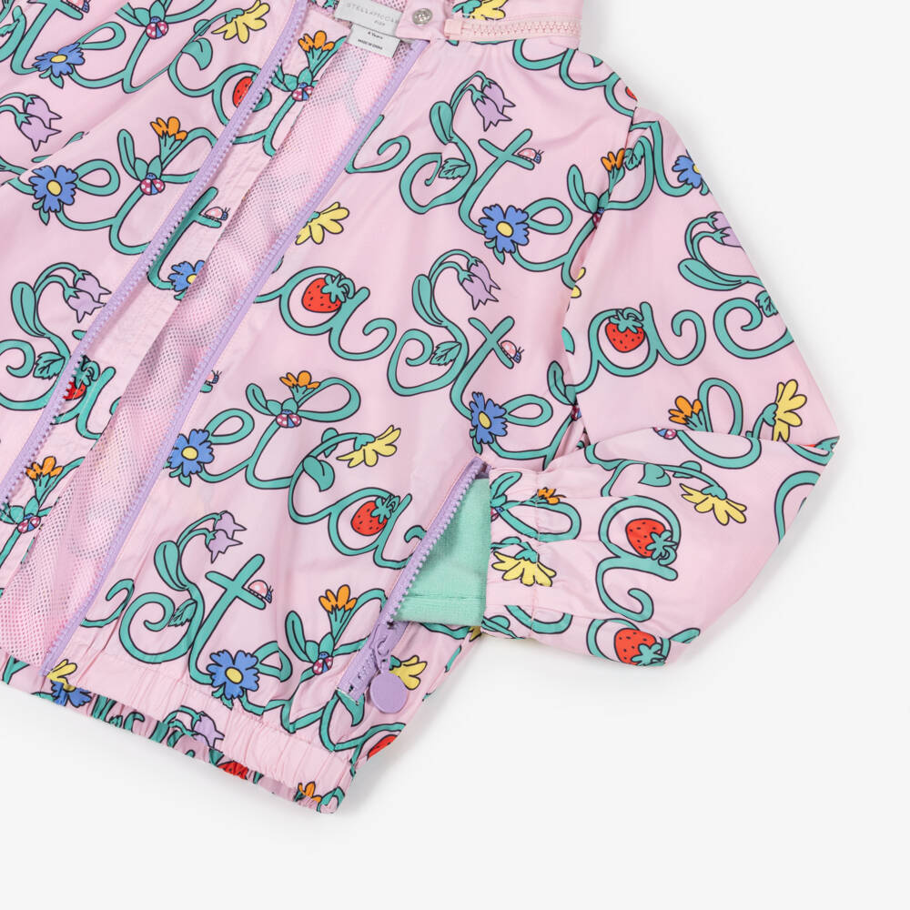 Stella McCartney Kids-جاكيت بغطاء رأس قابل للفصل لون زهري للبنات | Childrensalon