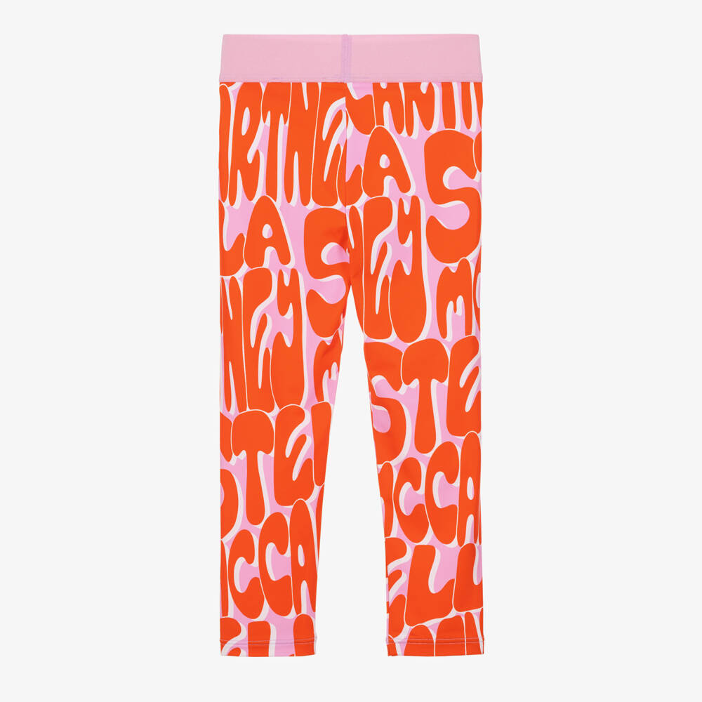 Stella McCartney Kids-Girls Pink & Orange Logo Base Layer Leggings | Childrensalon