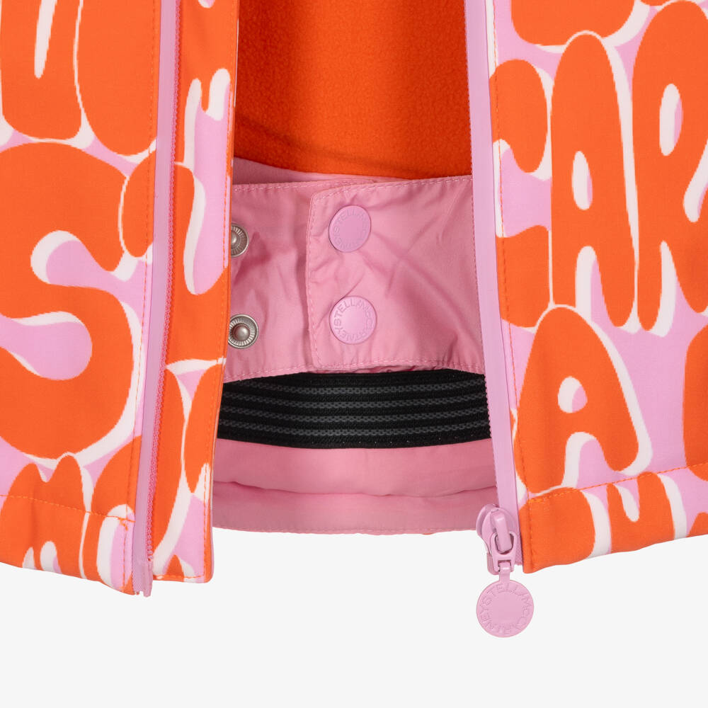 Stella McCartney Kids-Girls Pink & Orange Technical Ski Jacket | Childrensalon