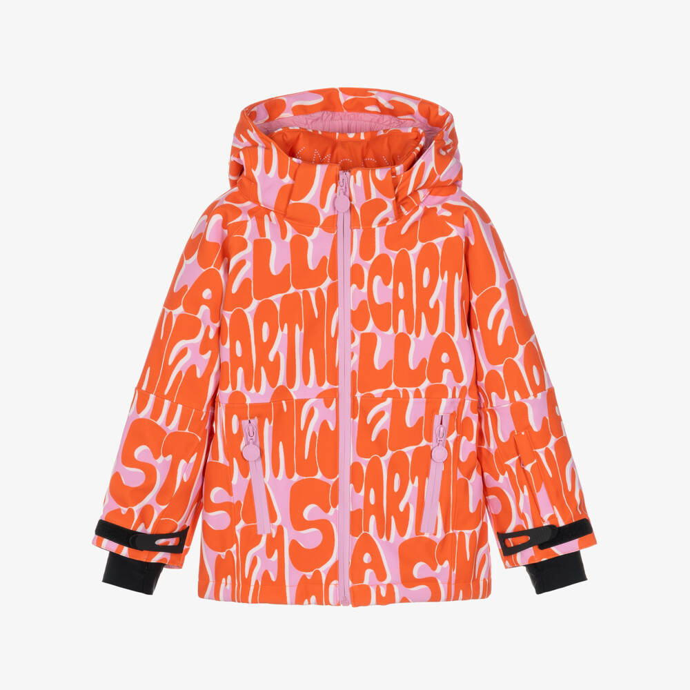 Stella McCartney Kids-Girls Pink & Orange Technical Ski Jacket | Childrensalon
