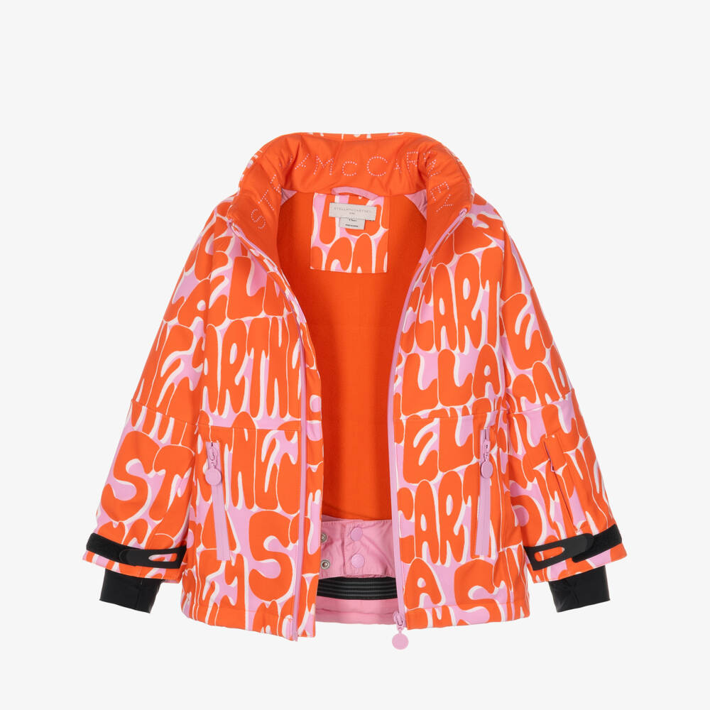 Stella McCartney Kids-Girls Pink & Orange Technical Ski Jacket | Childrensalon