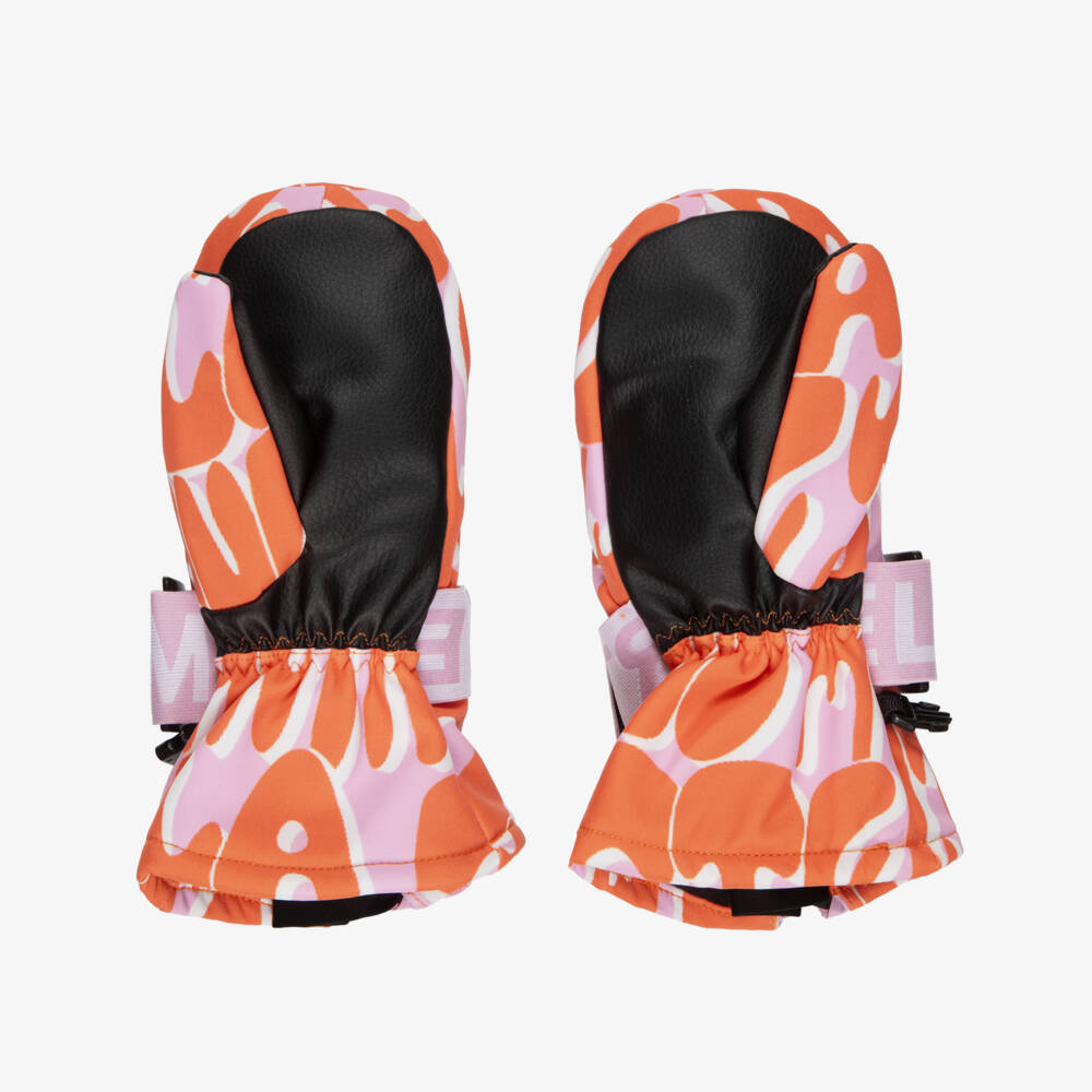 Stella McCartney Kids-Girls Pink & Orange Waterproof Ski Mittens | Childrensalon