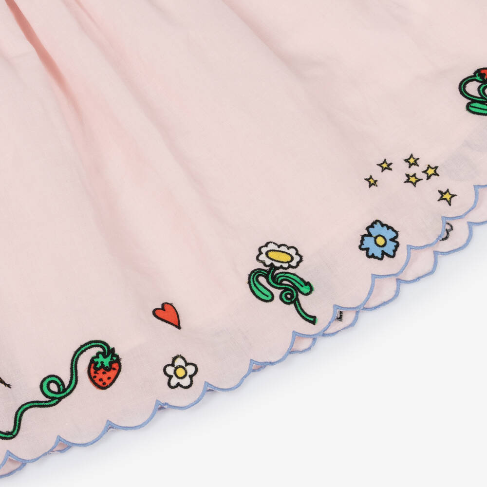 Stella McCartney Kids-فستان مزين بكشكش وطبعة ورود ملونة لون زهري للبنات | Childrensalon