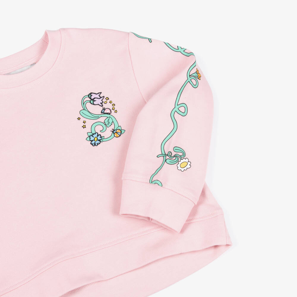 Stella McCartney Kids-بدلة رياضية قطن بشعار ستيلا فاين لون زهري للبنات | Childrensalon