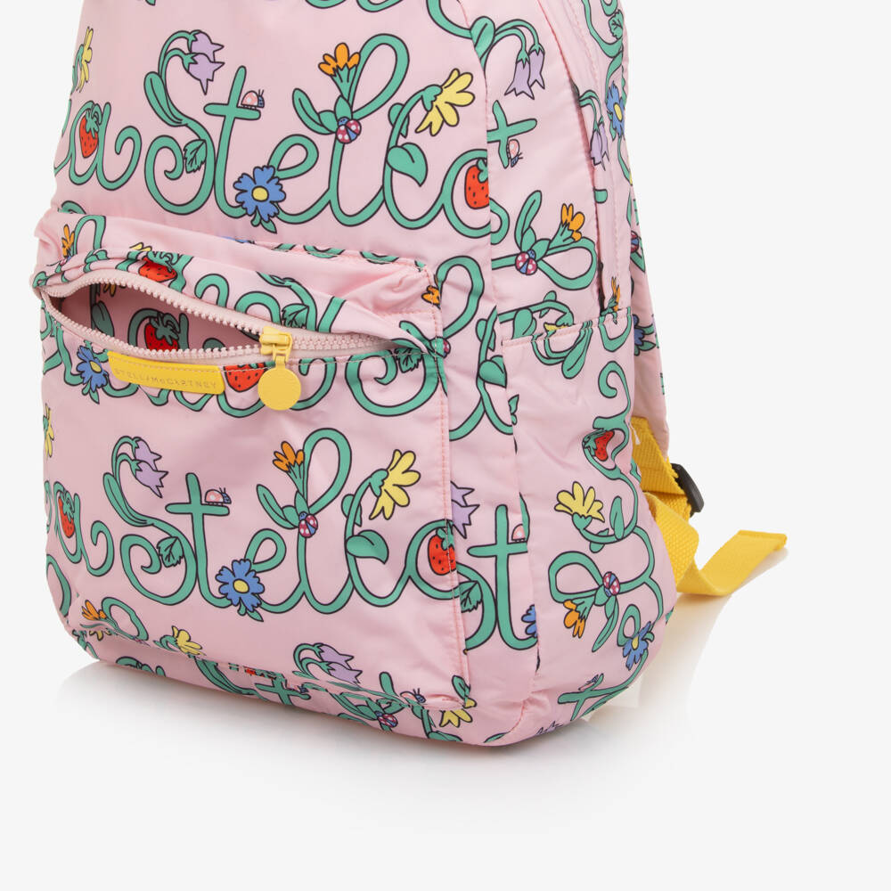Stella McCartney Kids-Girls Pink Stella Vine Print Backpack (40cm) | Childrensalon