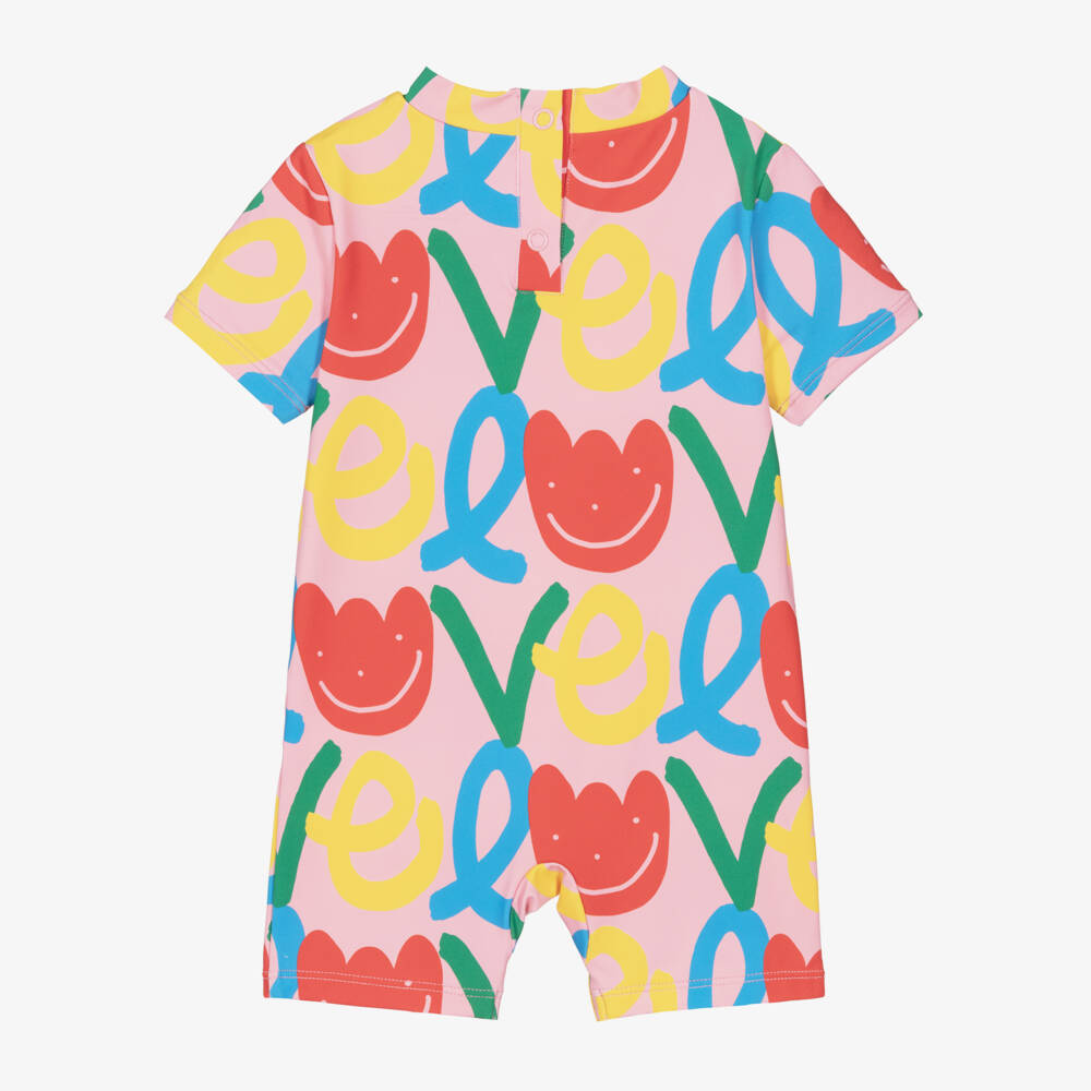 Stella McCartney Kids-بدلة واقية من الشمس لون زهري للبنات (UPF50+) | Childrensalon