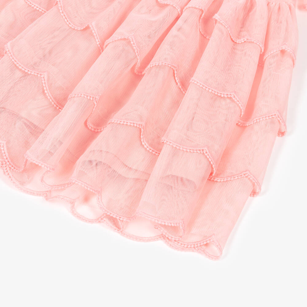 Stella McCartney Kids-Платье розовое из тюля с ярусной юбкой для девочек | Childrensalon