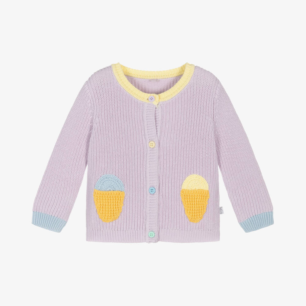 Stella McCartney Kids-Girls Purple Cotton Ice Cream Cardigan | Childrensalon